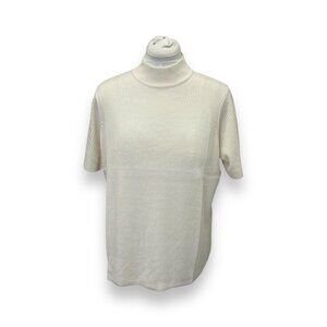 The Tog Shop Womens Turtleneck Sweater Ribbed Knit XL Acrylic/Cotton Blend Cream